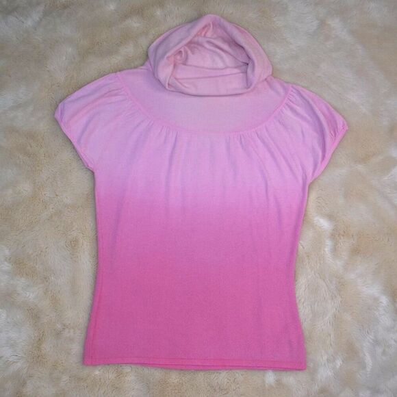 INC International Concepts Pink Ombre Cowl High Neck Sweater Blouse Size Large - Picture 3 of 15